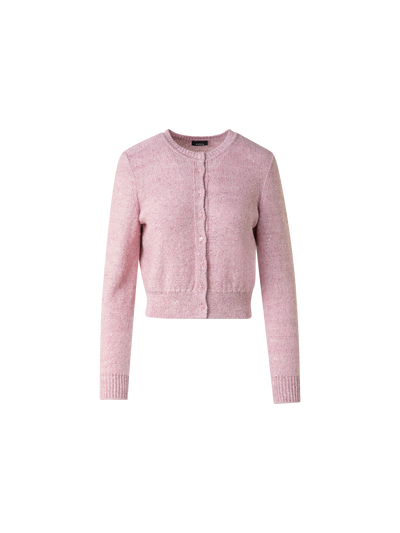 Designer Leinen-Baumwoll-Cardigan mit Micro-Pailletten - Rosa