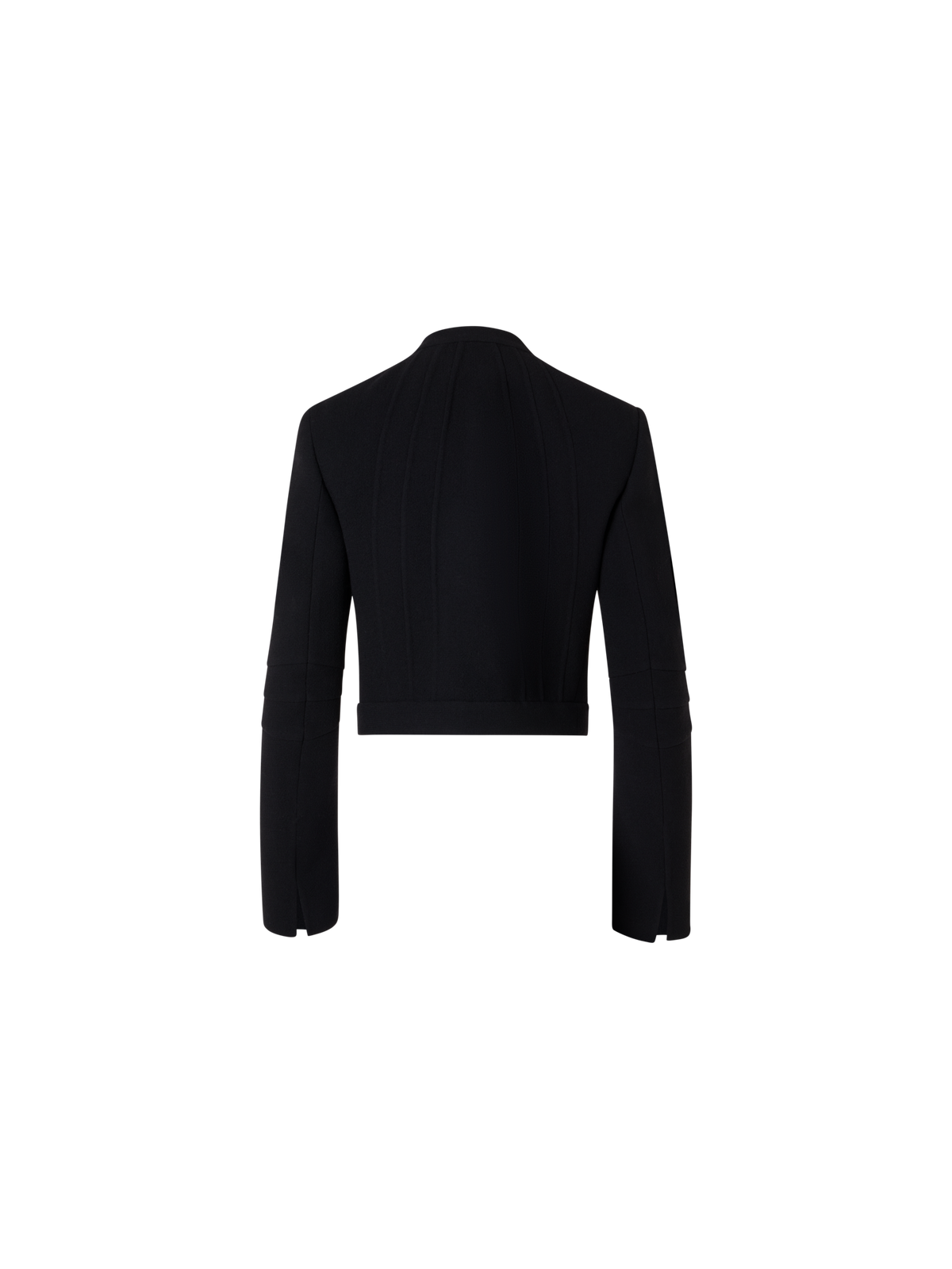 Designer Kurze taillierte Jacke aus Woll-Crêpe-Double-Face - Schwarz