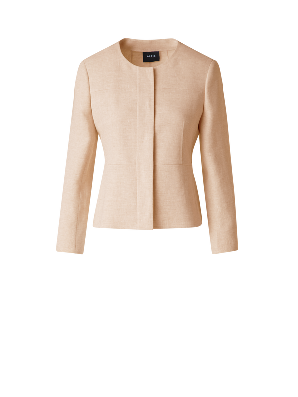 Designer Taillierte Jacke aus Leinen-Doubleface - Rosa