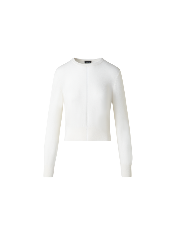 Designer Kaschmirpullover mit transparentem Streifen - Ecru - Weiss
