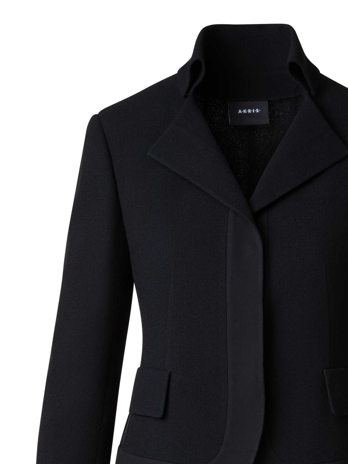 Designer Taillierte Jacke aus Wollkrepp-Doubleface - Schwarz