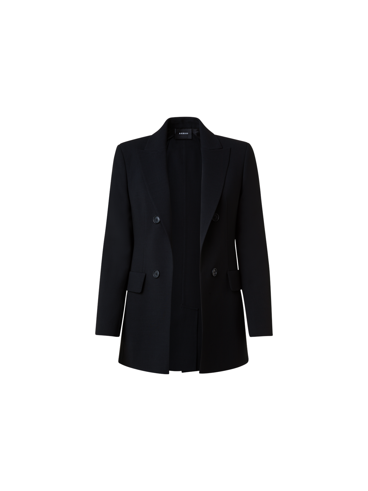 Designer Langer Blazer aus Woll-Doubleface - Schwarz