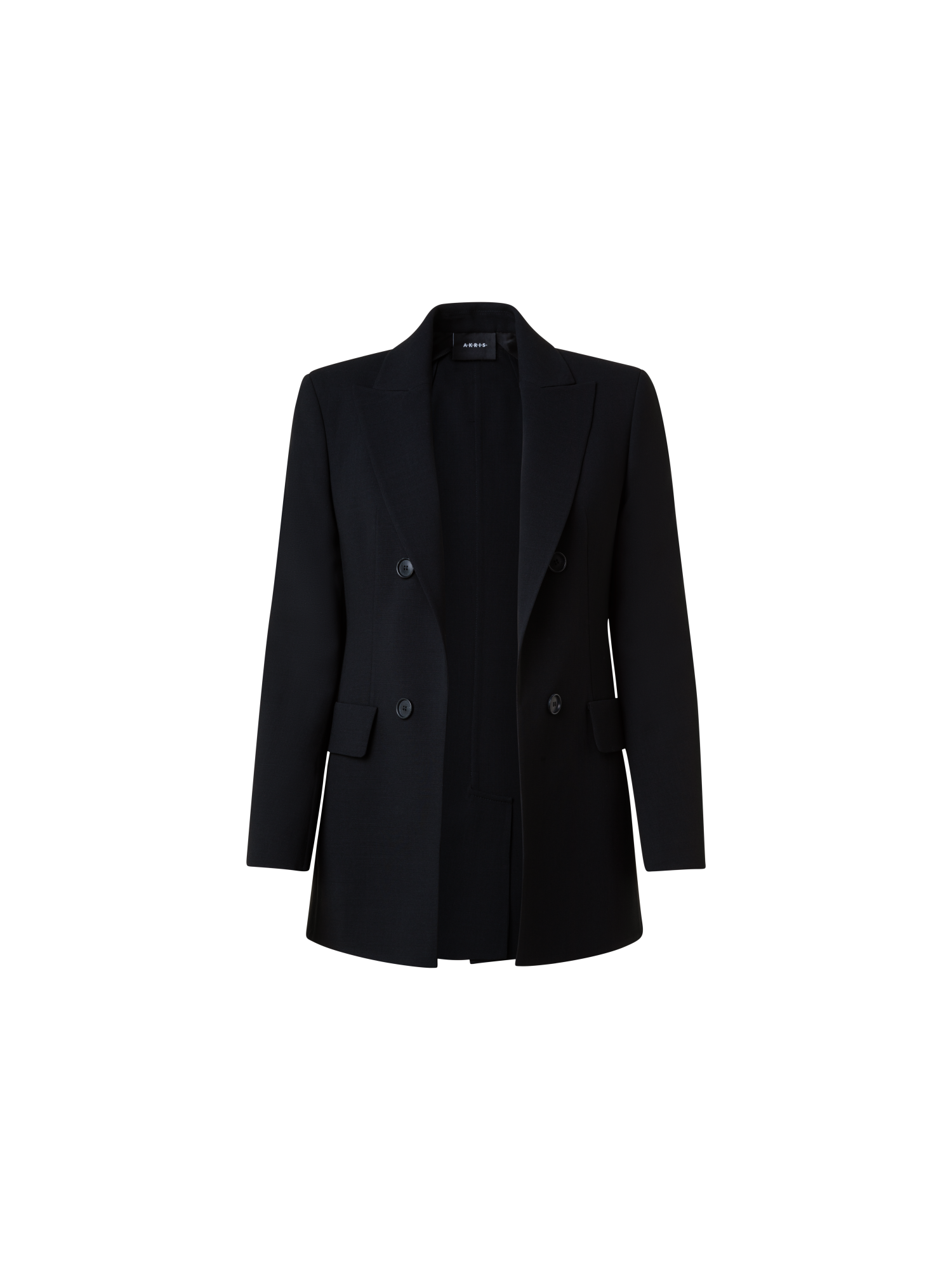 Designer Langer Blazer aus Woll-Doubleface - Schwarz