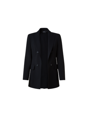 Designer Langer Blazer aus Woll-Doubleface - Schwarz