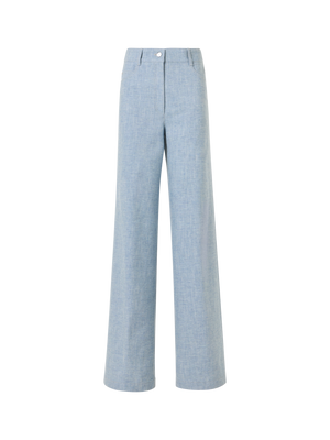 Designer Weite Denim-Hose mit hohem Bund - Blau
