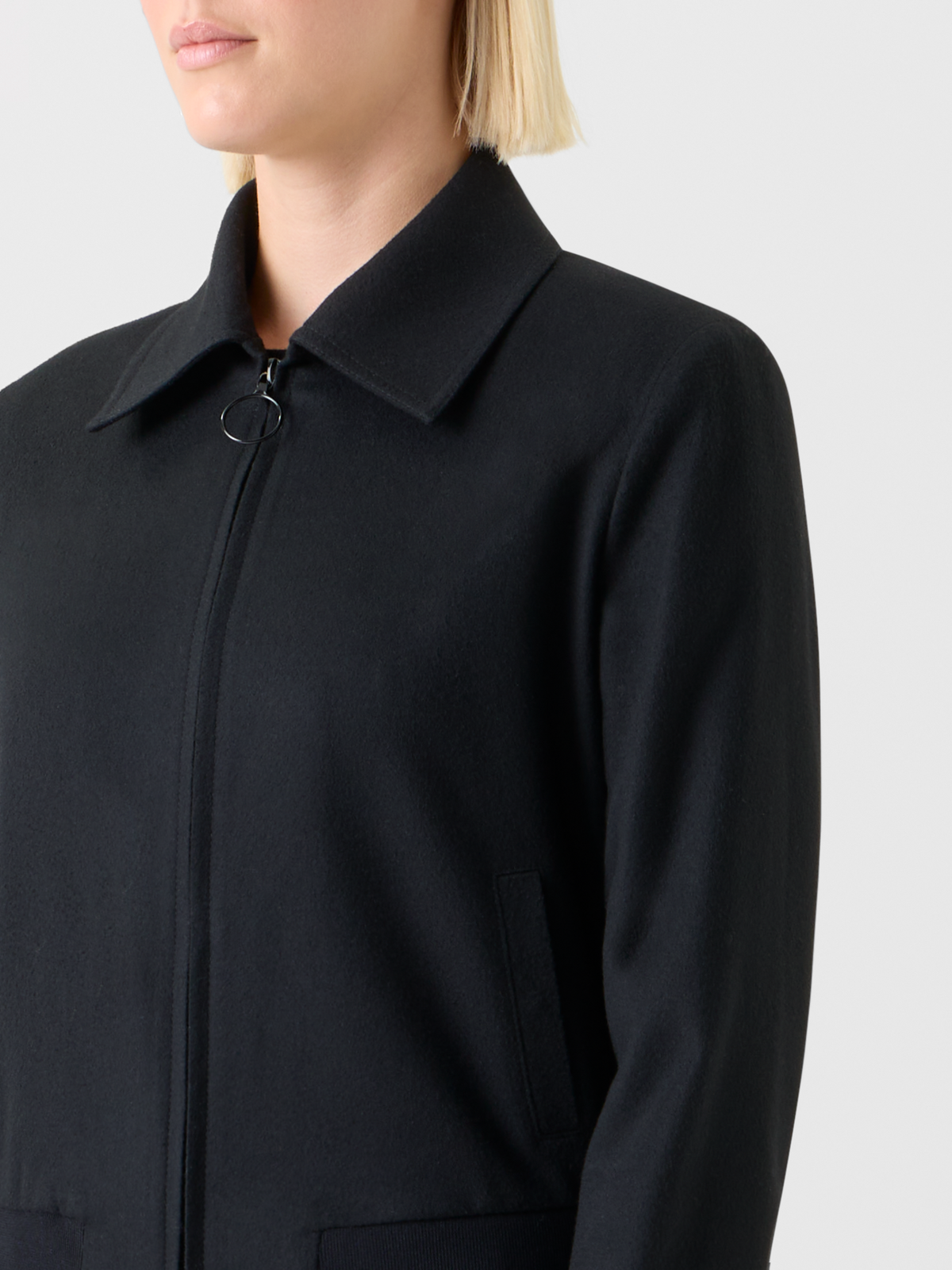 Designer Kurzer Wolle Kaschmir Blouson - Schwarz #editorial