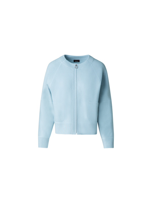 Designer Cardigan aus Kaschmir-Piqué - Blau