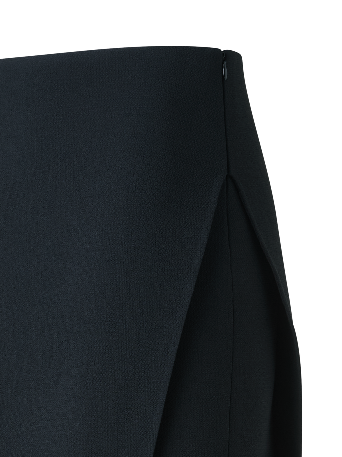 Designer Wollcrêpe Doubleface Minirock mit Schürze - Schwarz