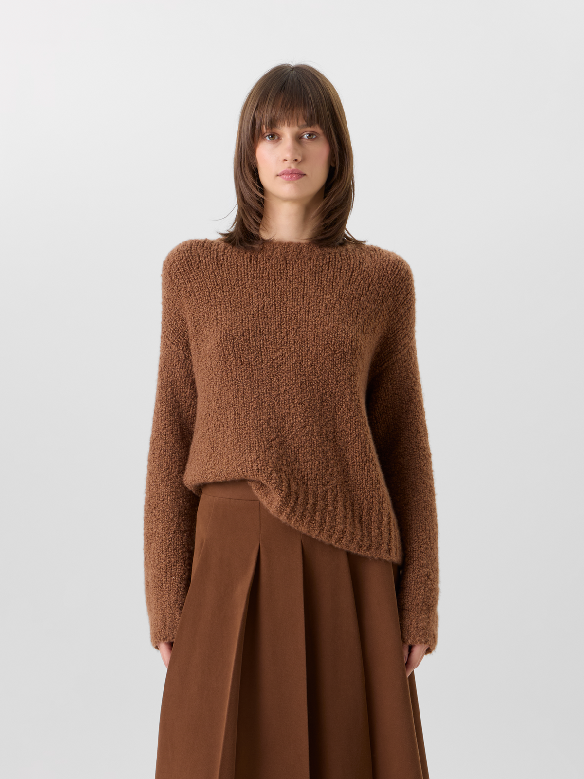 Designer Pullover aus Kaschmir-Seiden-Bouclé - Braun 