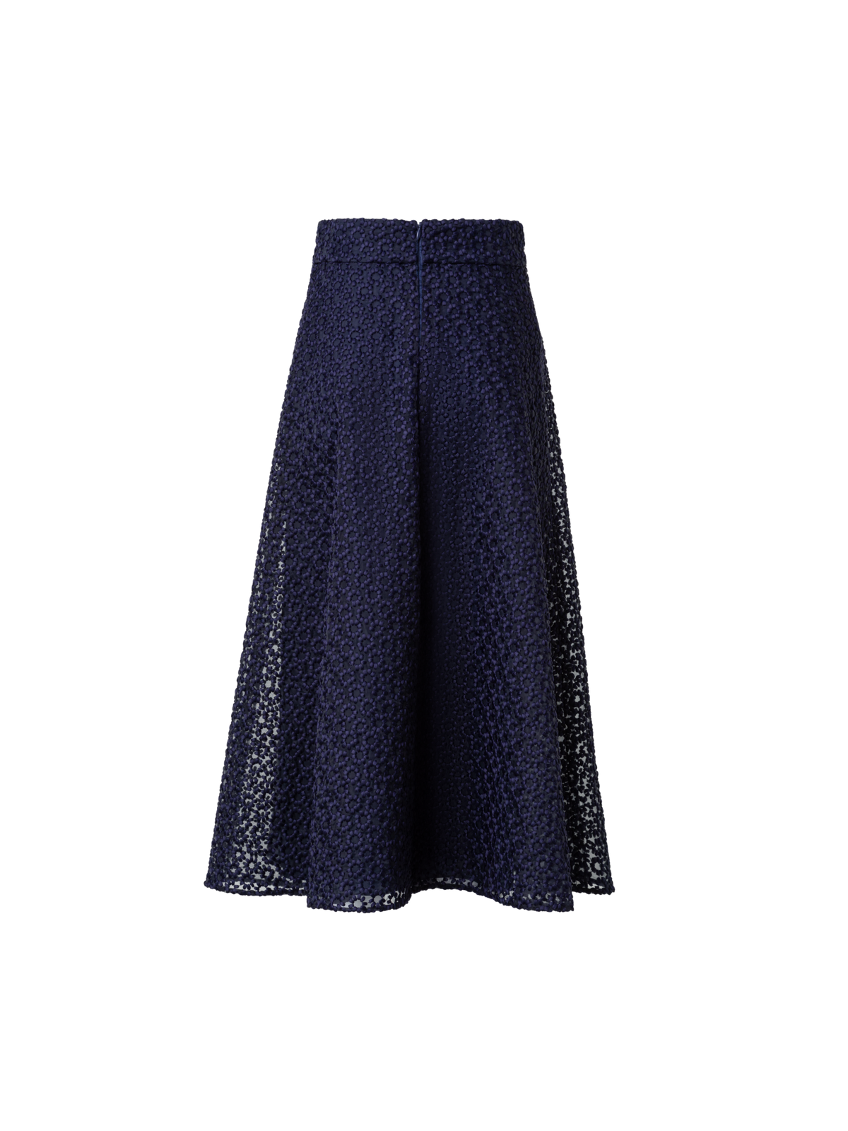 Designer Organza-Midi-Rock mit St.Gallen-Blumenstickerei - Dunkelblau - Blau