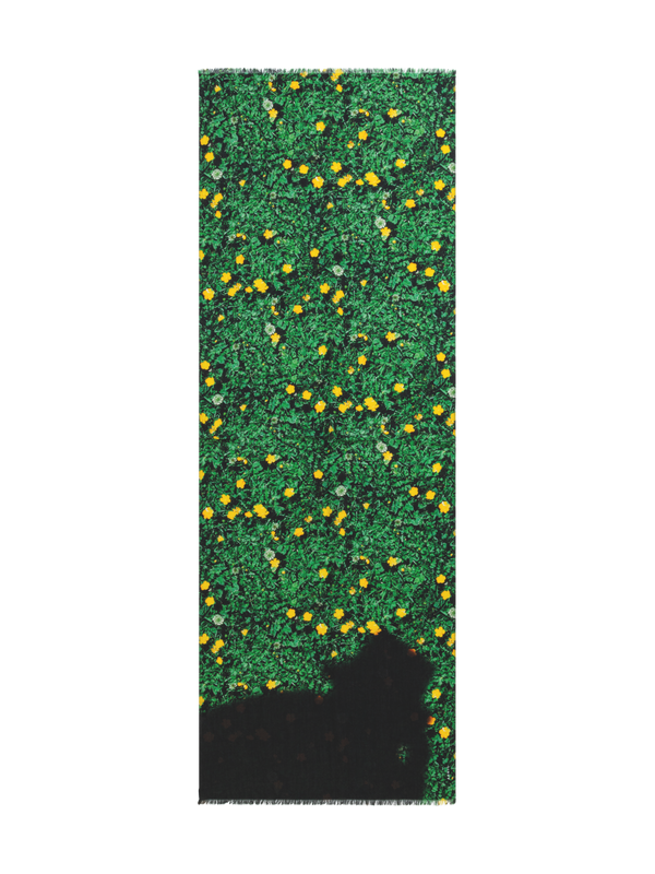 Designer Schal aus Kaschmir und Seide mit Buttercups Druck - Grün