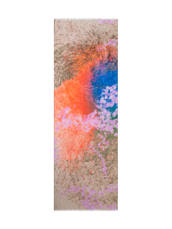 Designer Kaschmirseidenschal mit Waterlilly-Druck - Bunt