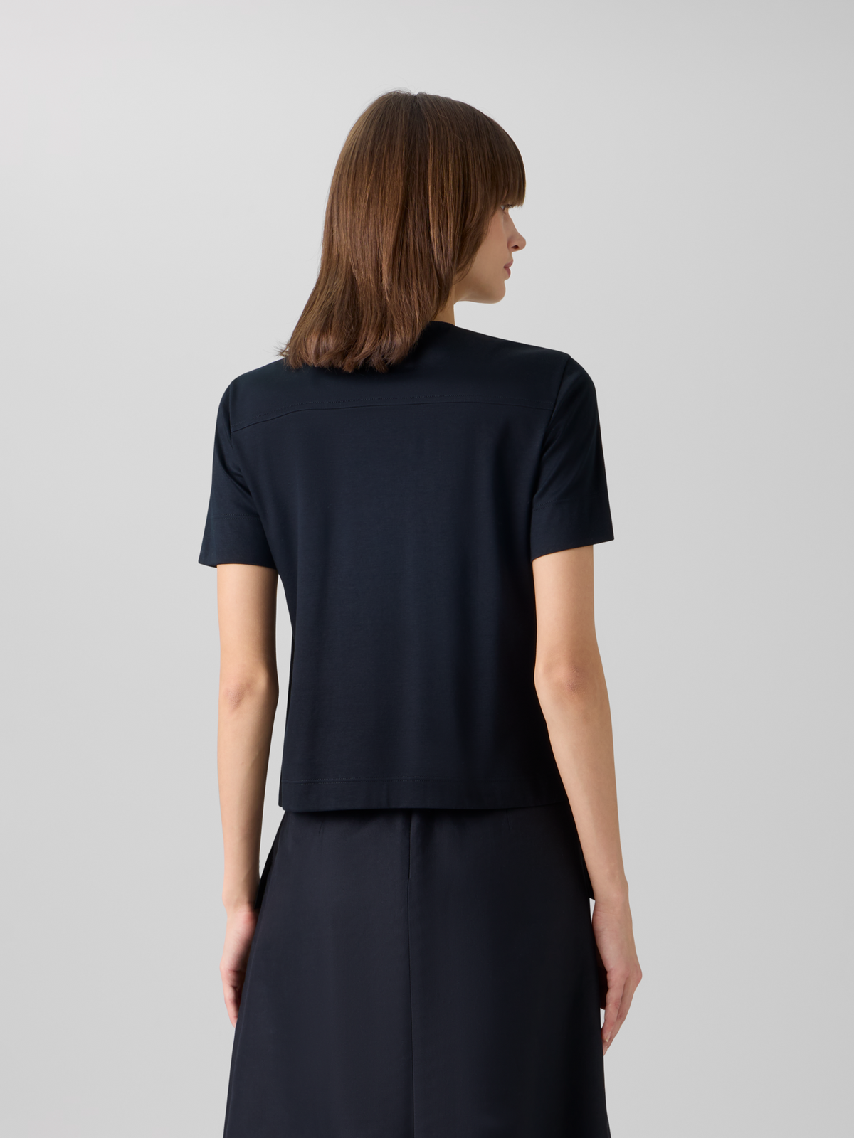 Designer Kurzärmelige Bluse aus Baumwolljersey - Schwarz #editorial
