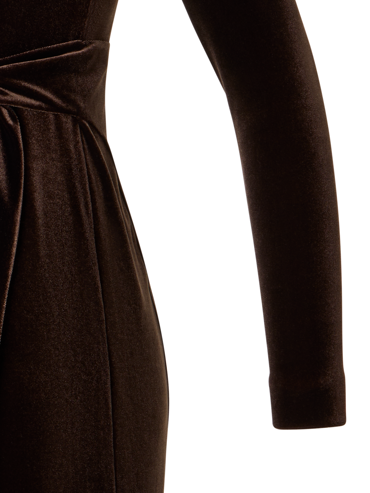 Designer Tailliertes Maxikleid aus Techno-Stretch-Samt - Braun