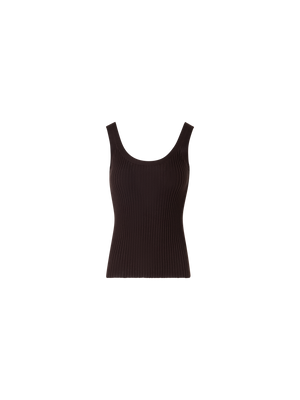 Designer Ärmelloses Stricktop aus gezwirnter Baumwolle - Braun