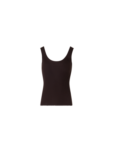 Designer Ärmelloses Stricktop aus gezwirnter Baumwolle - Braun