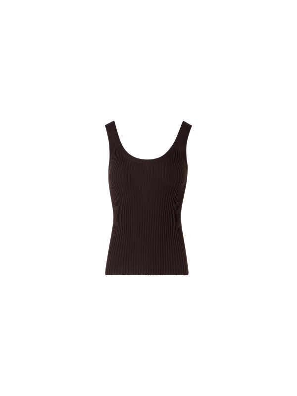 Designer Ärmelloses Stricktop aus gezwirnter Baumwolle - Braun