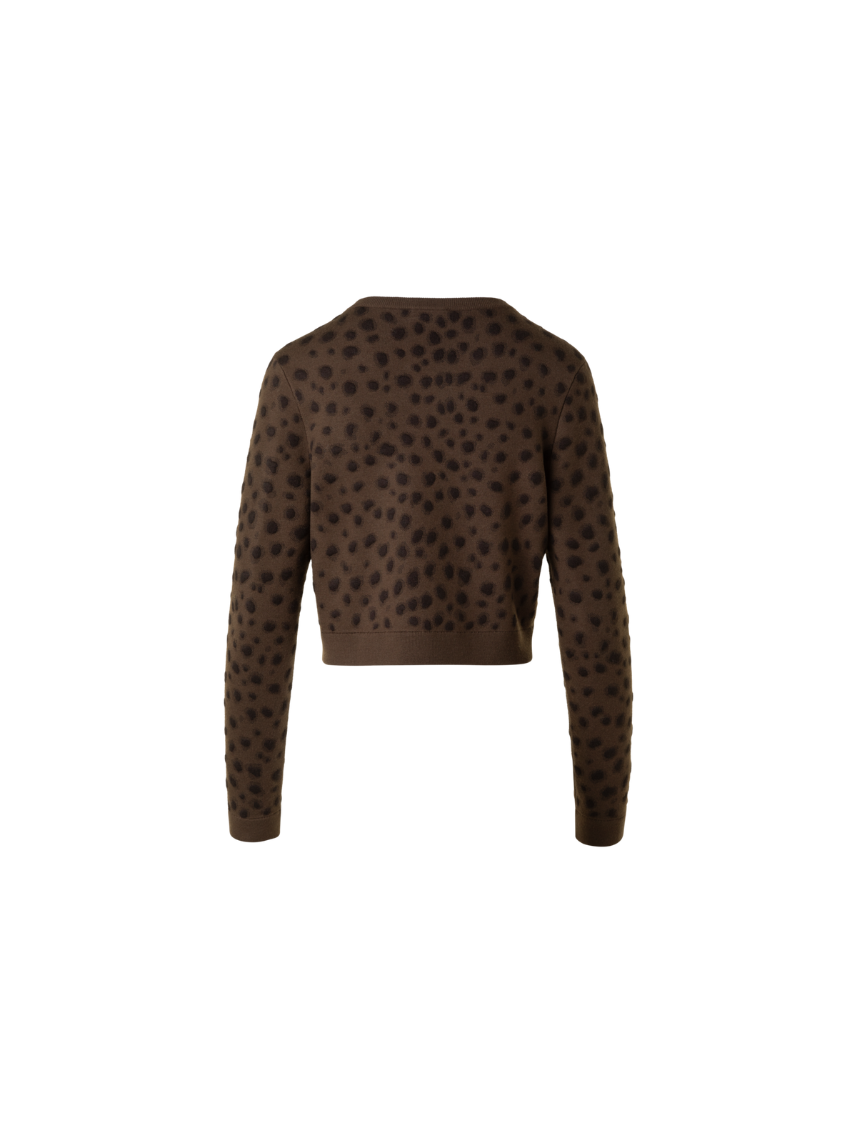 Designer Kurzer Strickcardigan im Leopard Jacquard - Braun