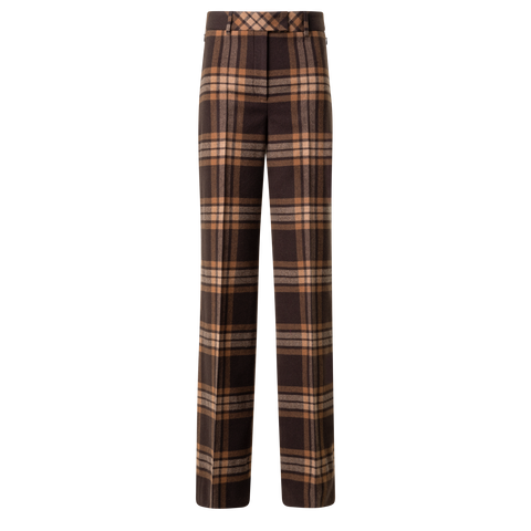 Wide Wool Flannel Check Pants