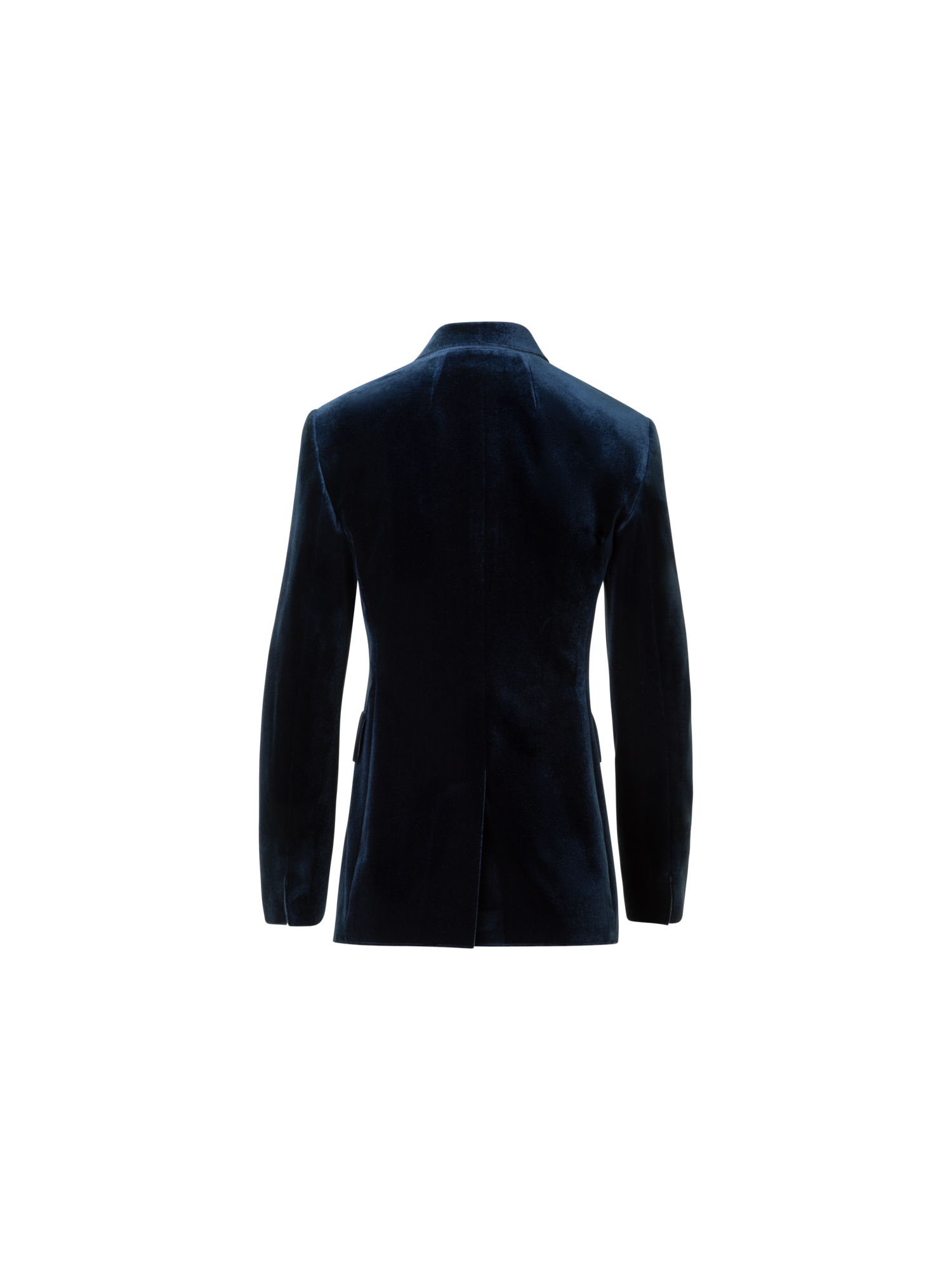 Designer Langer Stretch Techno Samt Blazer - Dunkelblau - Blau