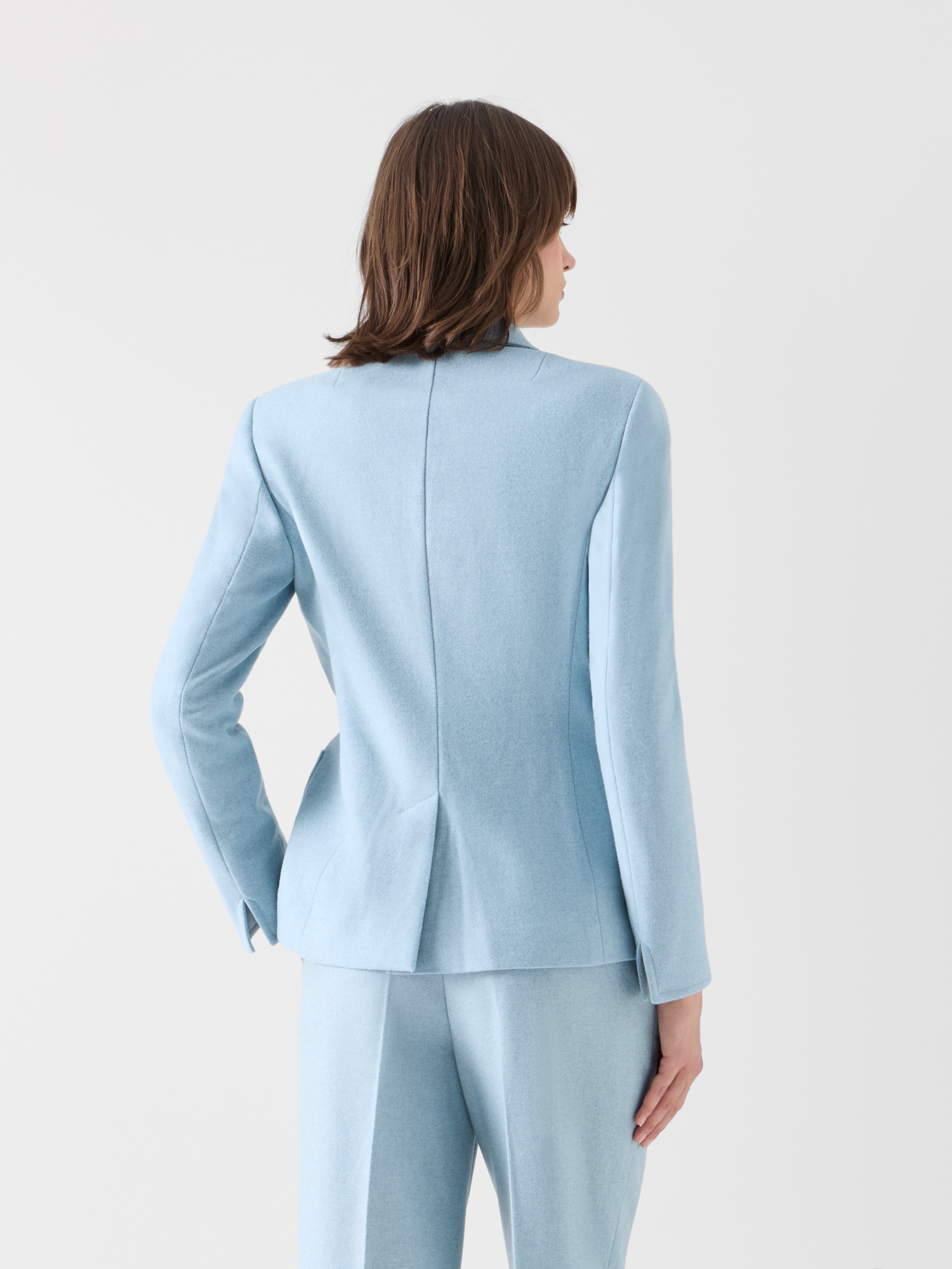 Designer Taillierte Jacke aus Wollflanell - Blau 