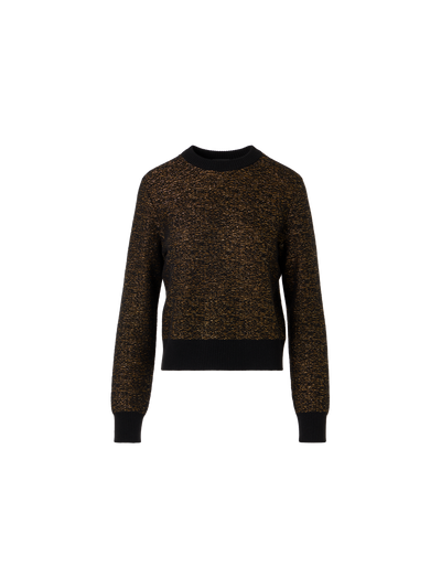 Designer Pullover aus Kaschmir-Lamé mit Ripp-Abschlüssen - Schwarz