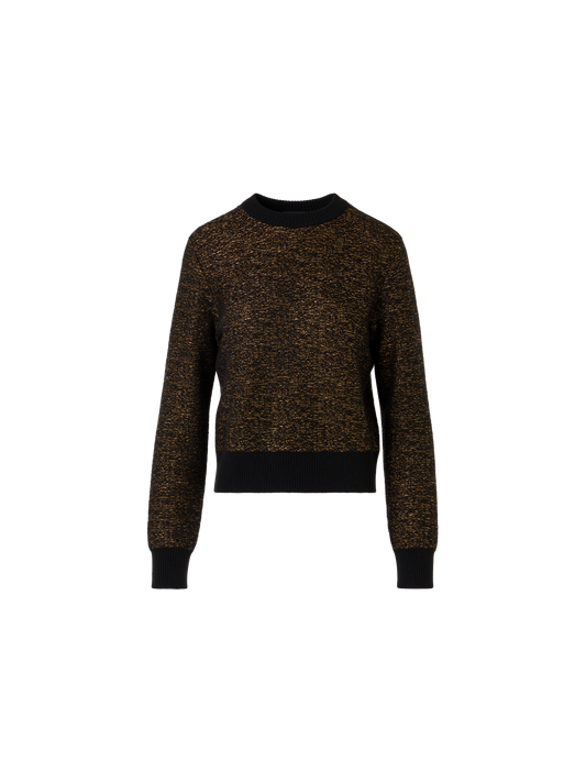 Designer Pullover aus Kaschmir-Lamé mit Ripp-Abschlüssen - Schwarz