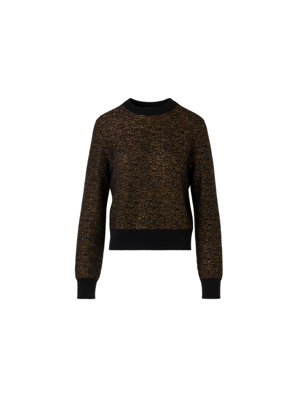 Designer Pullover aus Kaschmir-Lamé mit Ripp-Abschlüssen - Schwarz