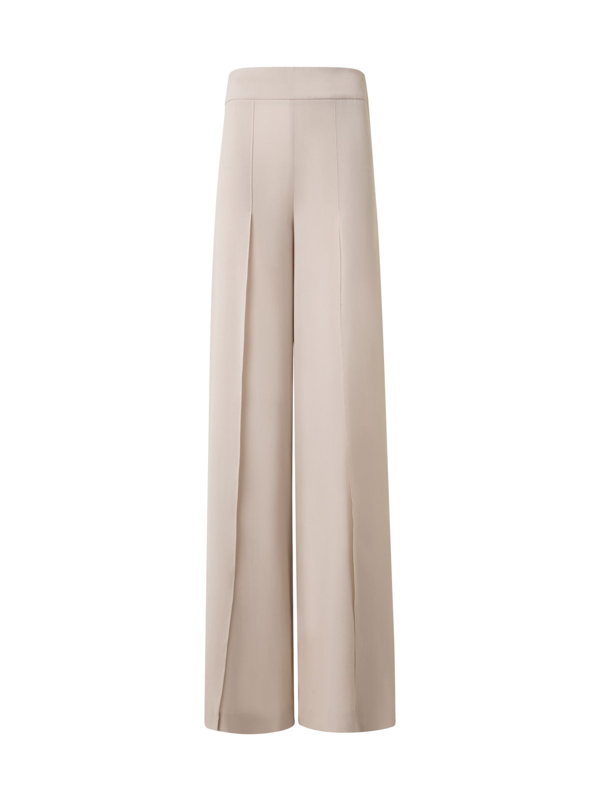 Designer Weite Hose aus Seiden-Georgette mit Schlitzen - Beige