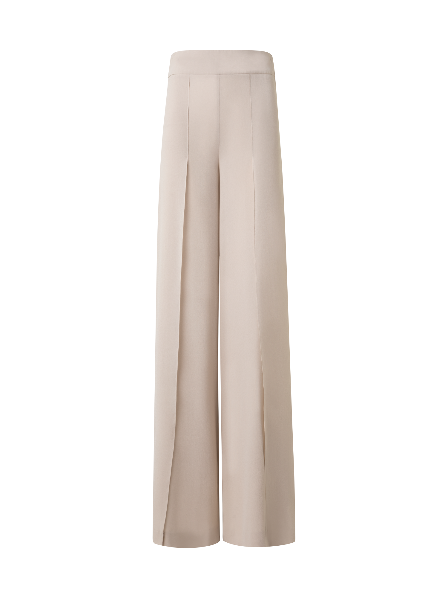 Designer Weite Hose aus Seiden-Georgette mit Schlitzen - Beige