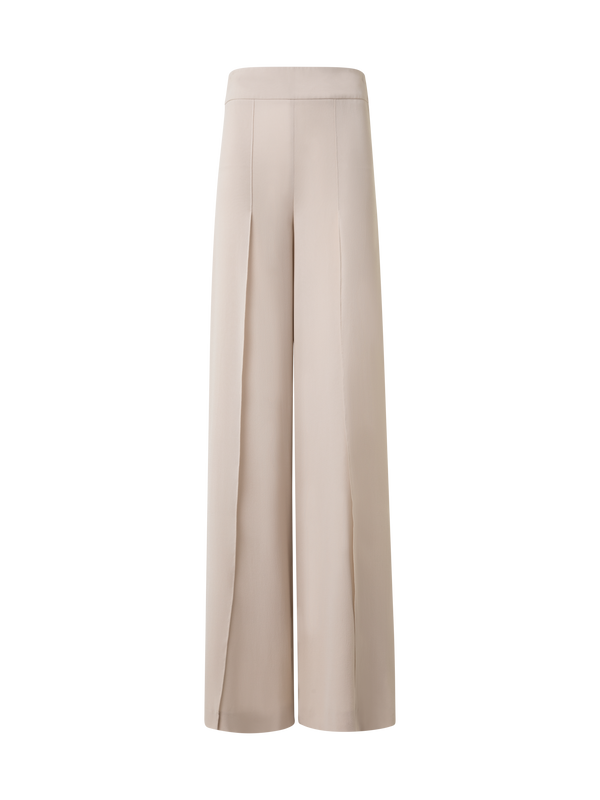 Designer Weite Hose aus Seiden-Georgette mit Schlitzen - Beige