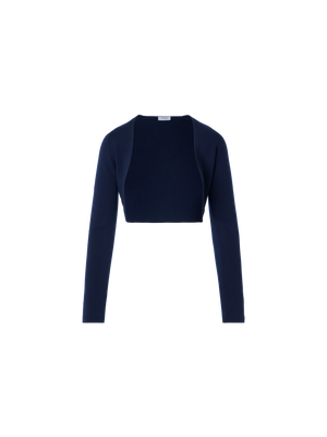 Designer Cropped Bolero-Cardigan aus Merinowolle - Dunkelblau - Blau