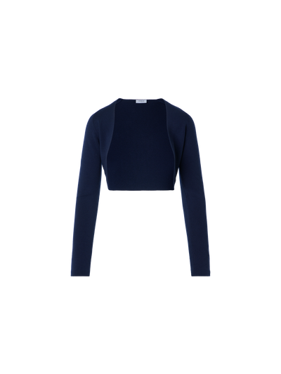 Designer Cropped Bolero-Cardigan aus Merinowolle - Dunkelblau - Blau