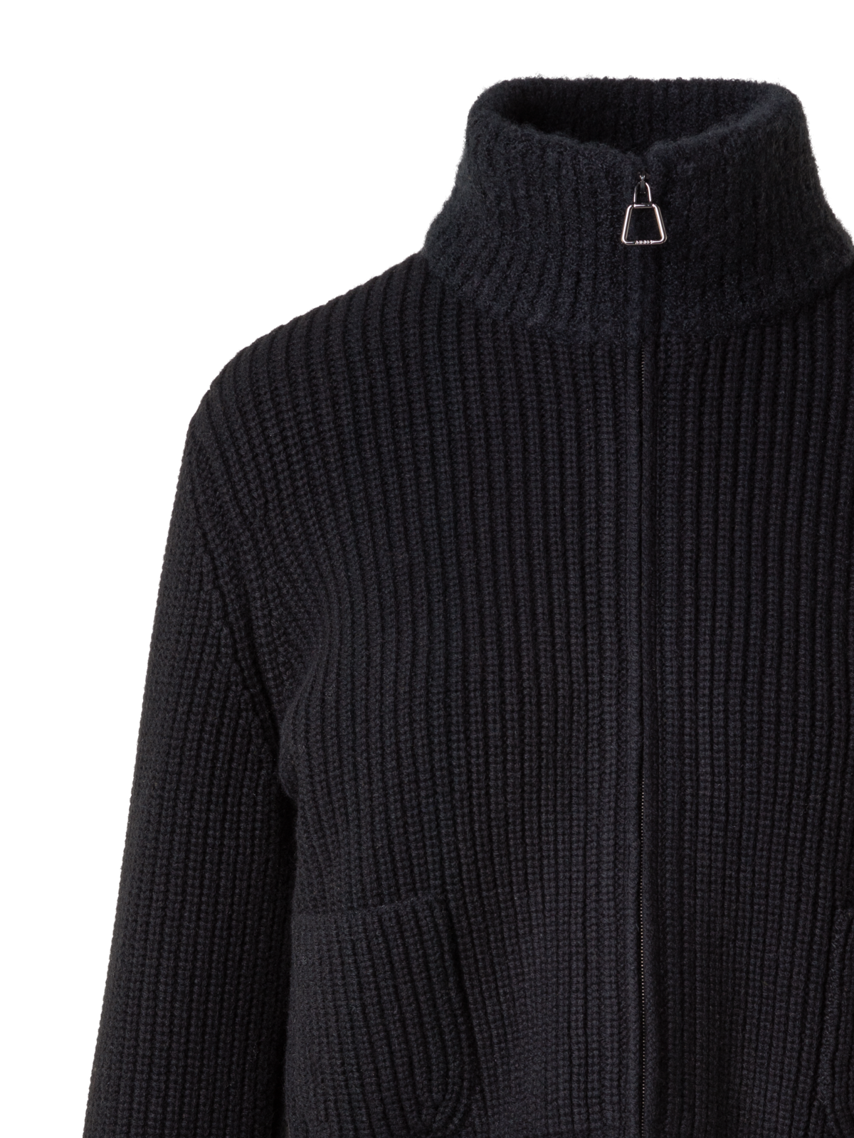 Designer Blouson-Cardigan aus Wolle und Kaschmir-Bouclé - Schwarz