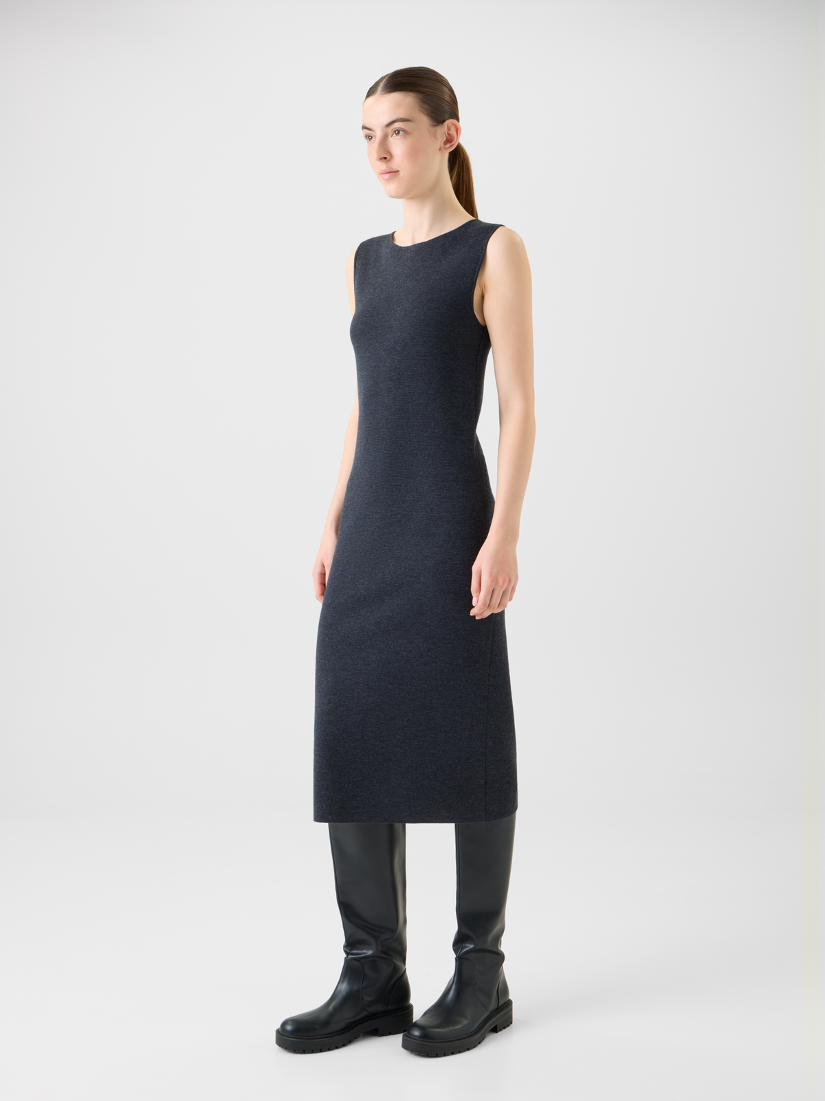 Designer Milano Wolle Strick Schlauchkleid - Grau #editorial