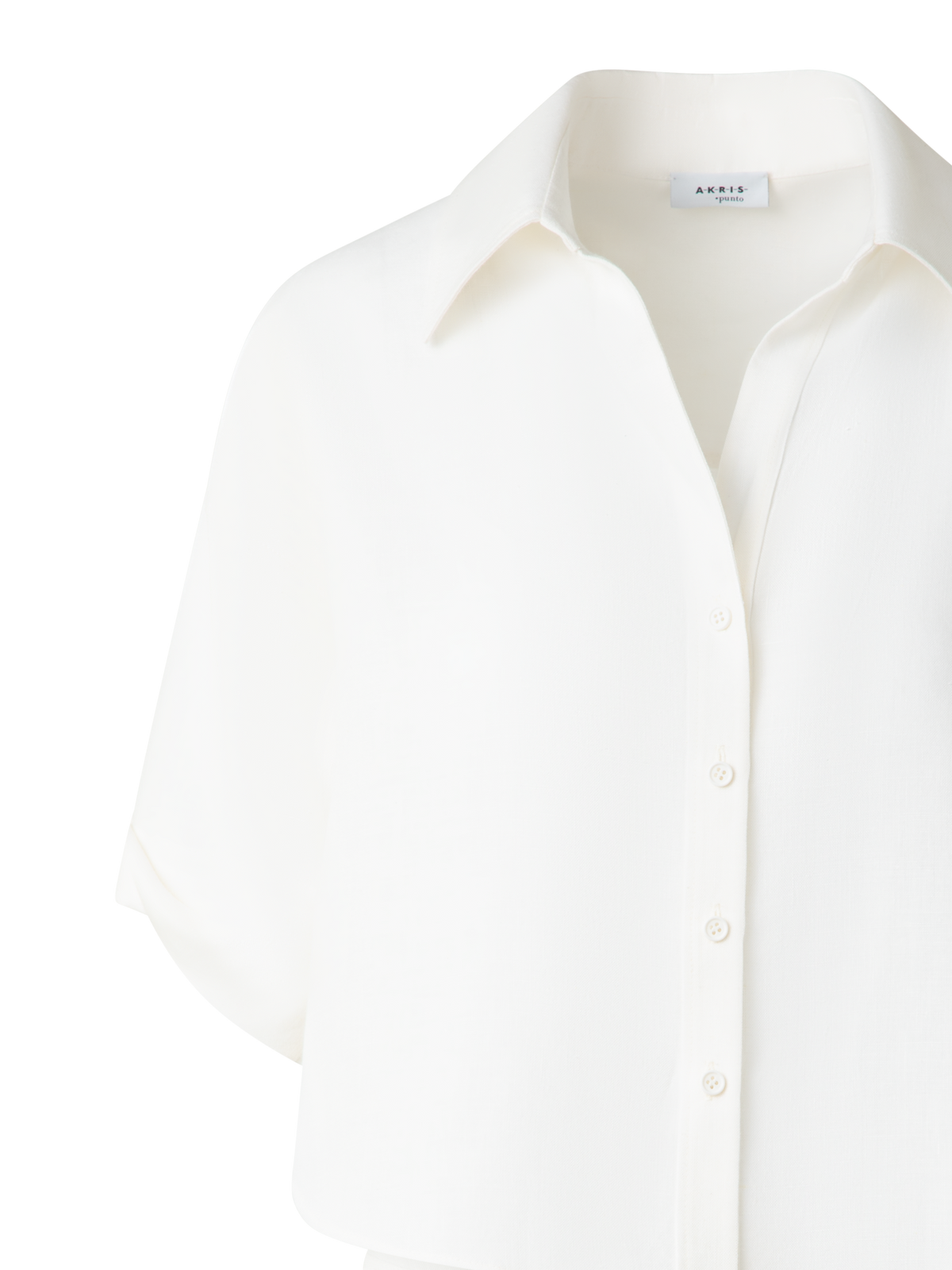 Designer Cropped-Bluse aus gewaschenem Leinen - Ecru - Weiss