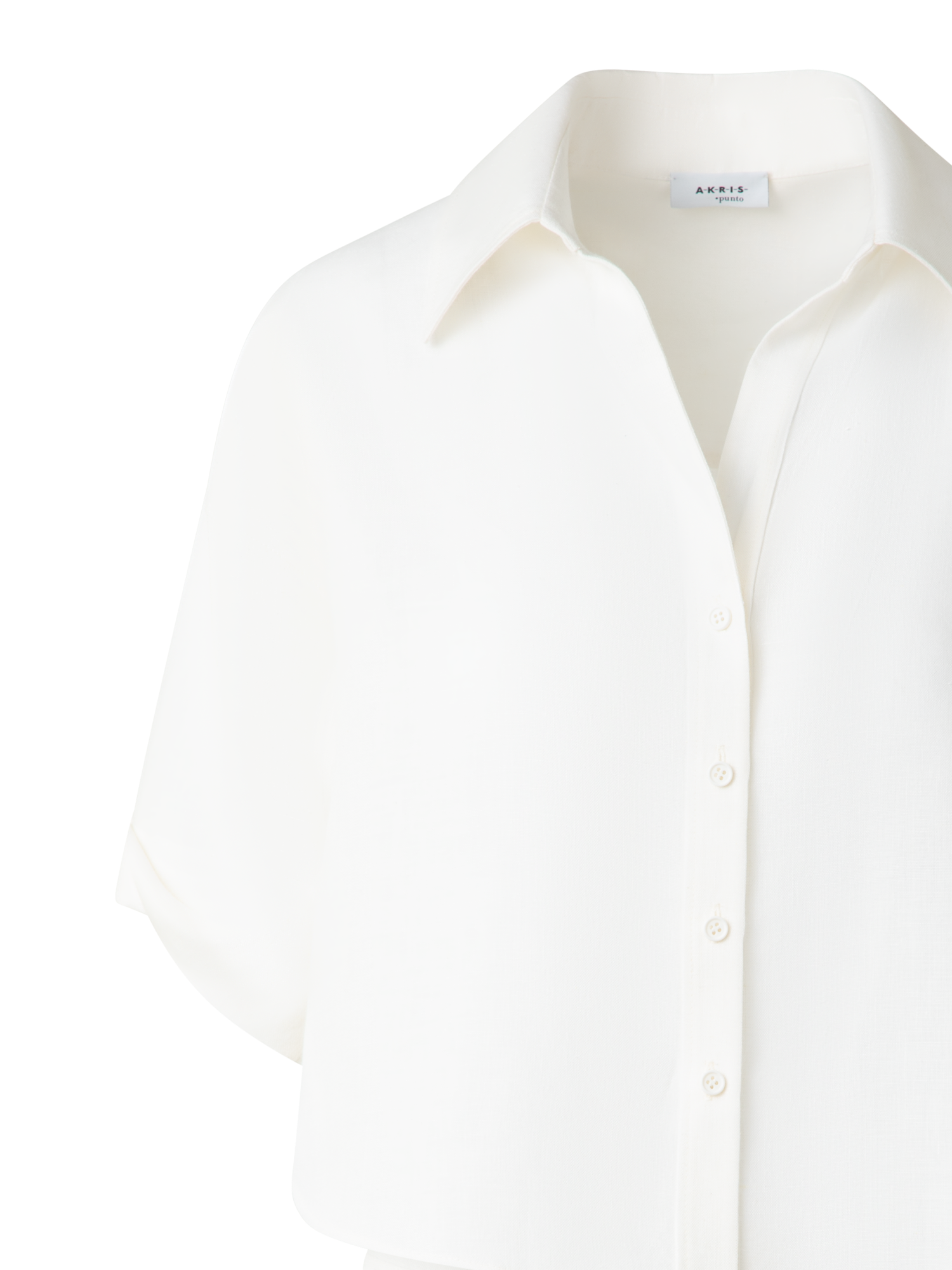 Designer Cropped-Bluse aus gewaschenem Leinen - Ecru - Weiss