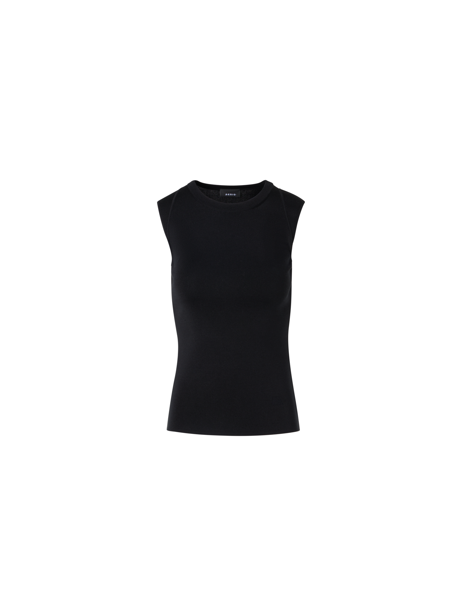 Designer Ärmelloses Stricktop aus Stretch-Seide - Schwarz