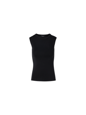 Designer Ärmelloses Stricktop aus Stretch-Seide - Schwarz