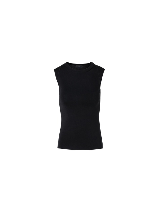 Designer Ärmelloses Stricktop aus Stretch-Seide - Schwarz
