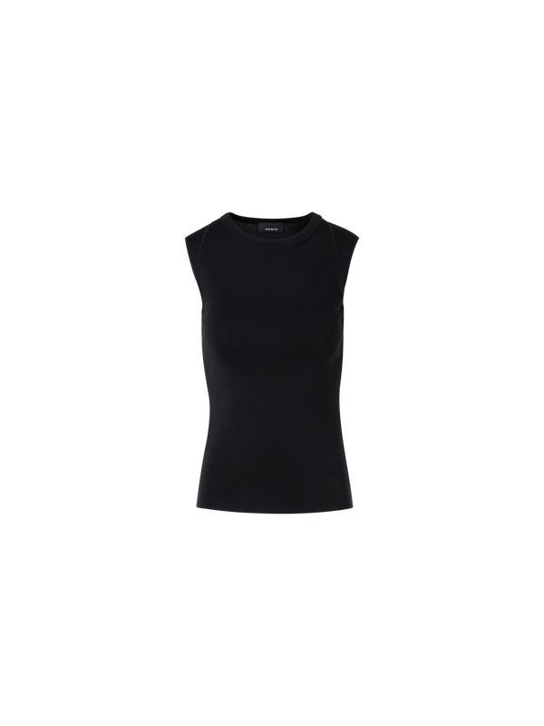 Designer Ärmelloses Stricktop aus Stretch-Seide - Schwarz