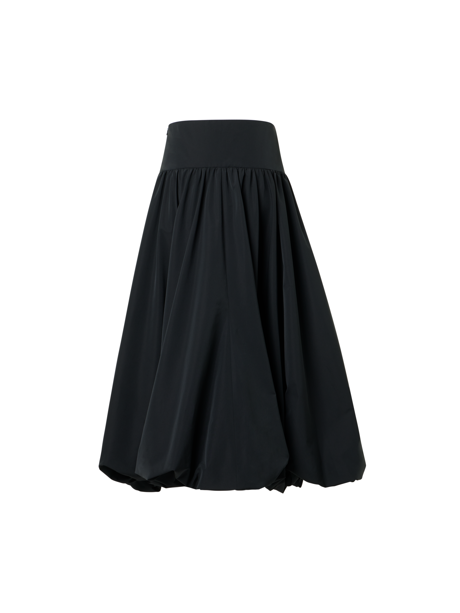 Designer Volant-Midirock aus Taft - Schwarz