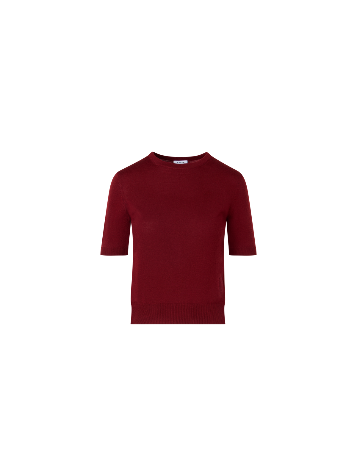 Designer Kurzärmeliger Strickpullover aus Merinowolle - Rot