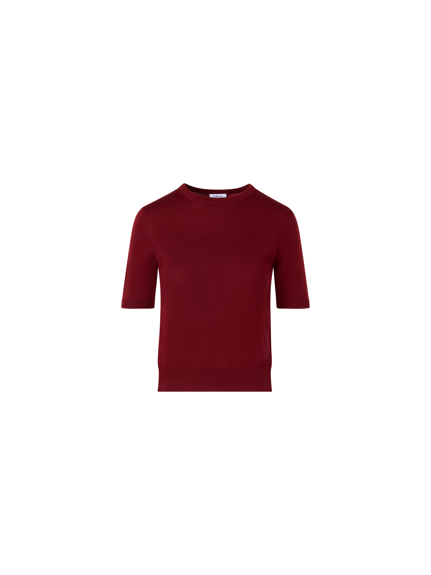 Designer Kurzärmeliger Strickpullover aus Merinowolle - Rot