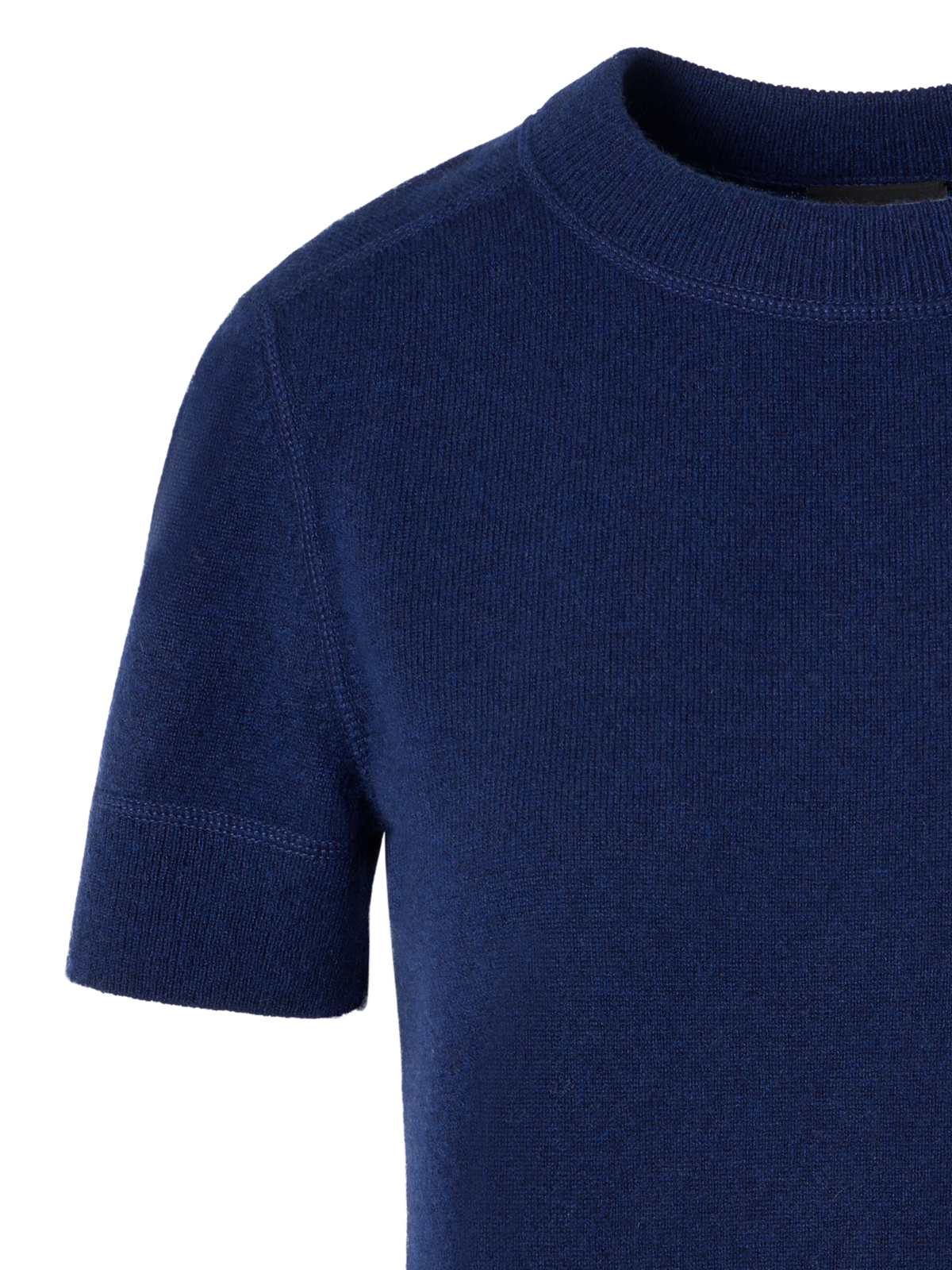 Designer Kurzärmeliger Strickpullover aus Kaschmir - Blau