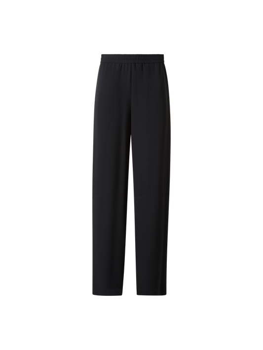 Designer Relaxed Tapered Sporty Hose aus Seide - Schwarz