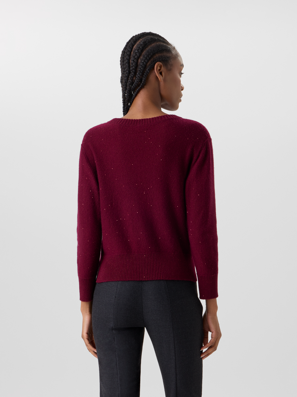 Designer Kaschmirpullover mit feinen Pailletten - Rot #editorial