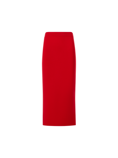 Designer Taillierter Bleistiftrock aus Milano-Strick - Rot
