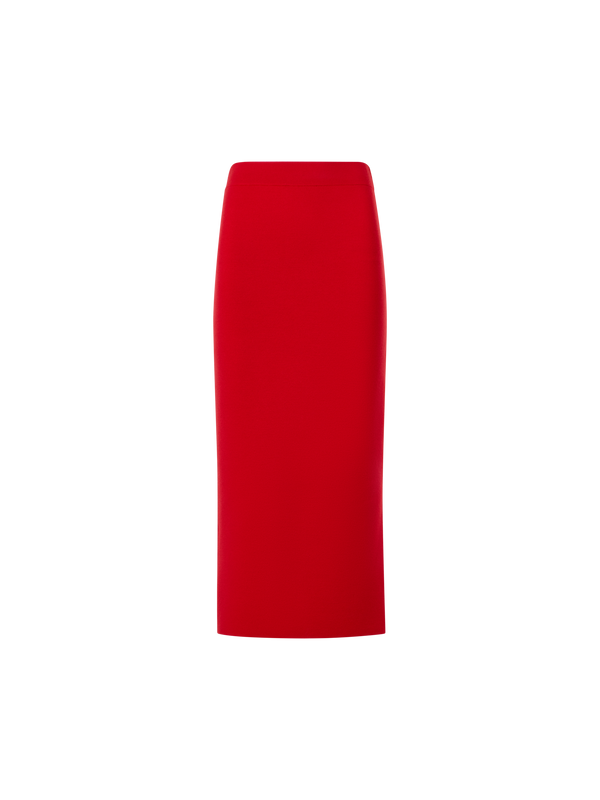 Designer Taillierter Bleistiftrock aus Milano-Strick - Rot