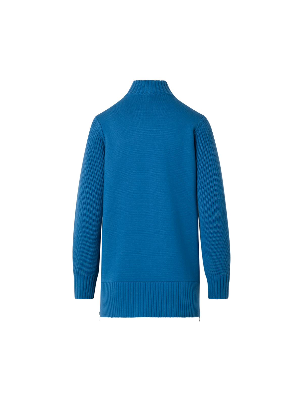 Designer Langer Merino-Cardigan mit Chunky-Strickärmel - Blau